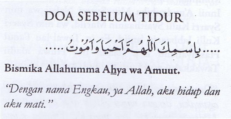 Doa Sebelum Tidur Dan Sesudah Tidur lengkap Latin dan Artinya